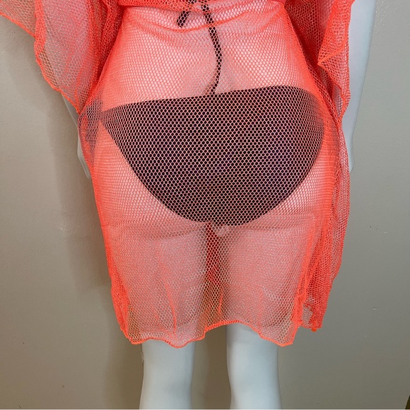 Bright orange summer beachwear V-neck slip dress cover up - Picture 7 of 10